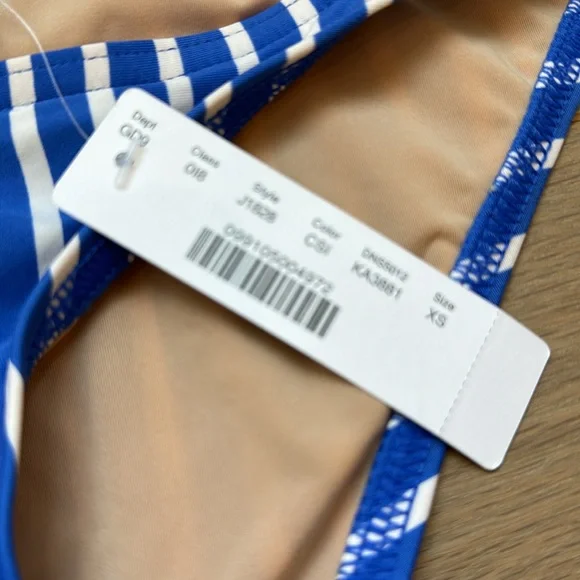 NWT J. Crew Blue and White Striped Bikini Bottom - Picture 2 of 4